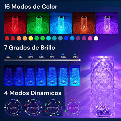 Lámpara CrystaLed® Multicolor - Inalámbrica con 16 Tonos de Luz (OFERTA 1 + 1 GRATIS)